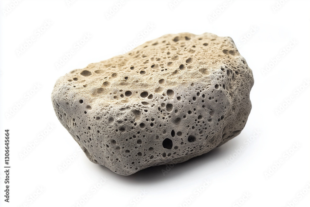 Obraz premium Volcanic pumice stone with porous texture isolated on white background