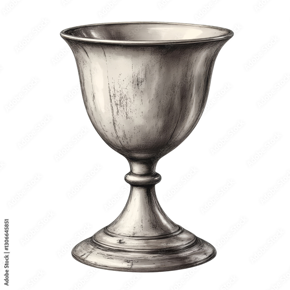 Detailed Pencil Sketch of an Aged Goblet with Intricate Texture Detailed Pencil Sketch of an Aged Goblet with Intricate Texture
