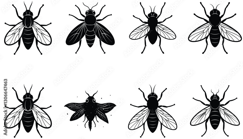 Fly vector shilhouette bundle Set Icon . Fly vector shilhouette bundle Set Icon .