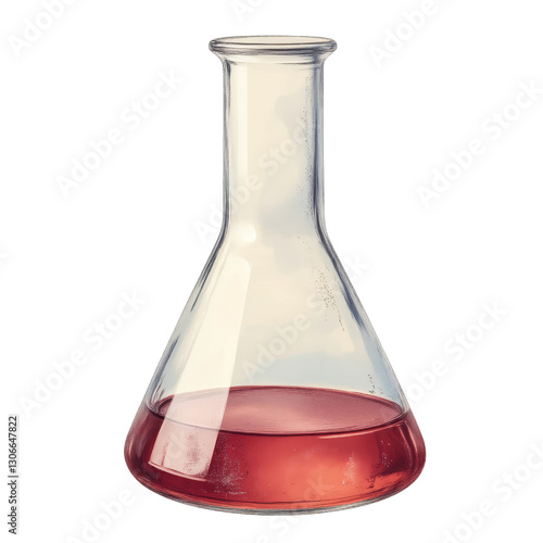Erlenmeyer Flask Containing Translucent Reddish-Pink Liquid