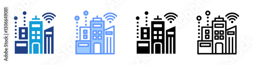 Smart Cities icon set multiple style collection