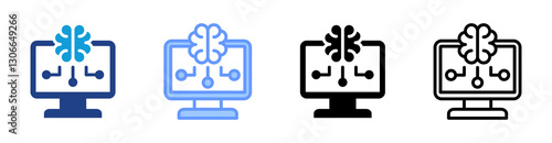 Cognitive Computing icon set multiple style collection