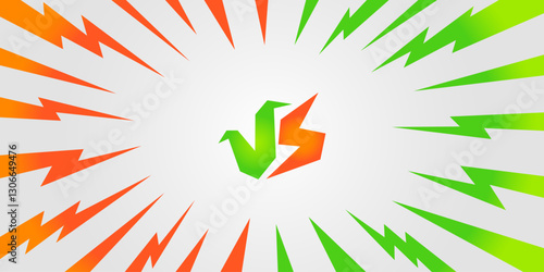 Versus vs tournament dynamic vector banner design decorated with lightning effect