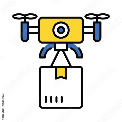 Drone Delivery vector filled outline icon. EPS 10 file