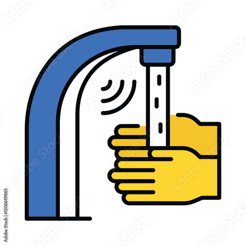 Smart Water Tap vector filled outline icon. EPS 10 file
