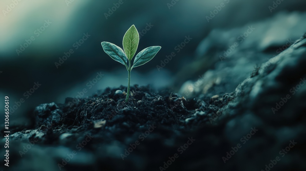 Tender sprout emerging from the earth, representing new beginnings and hope Tender sprout emerging from the earth, representing new beginnings and hope