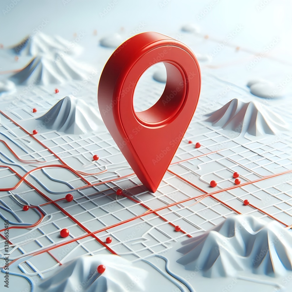 Fototapeta premium A red 3D map location mark symbol on a white background