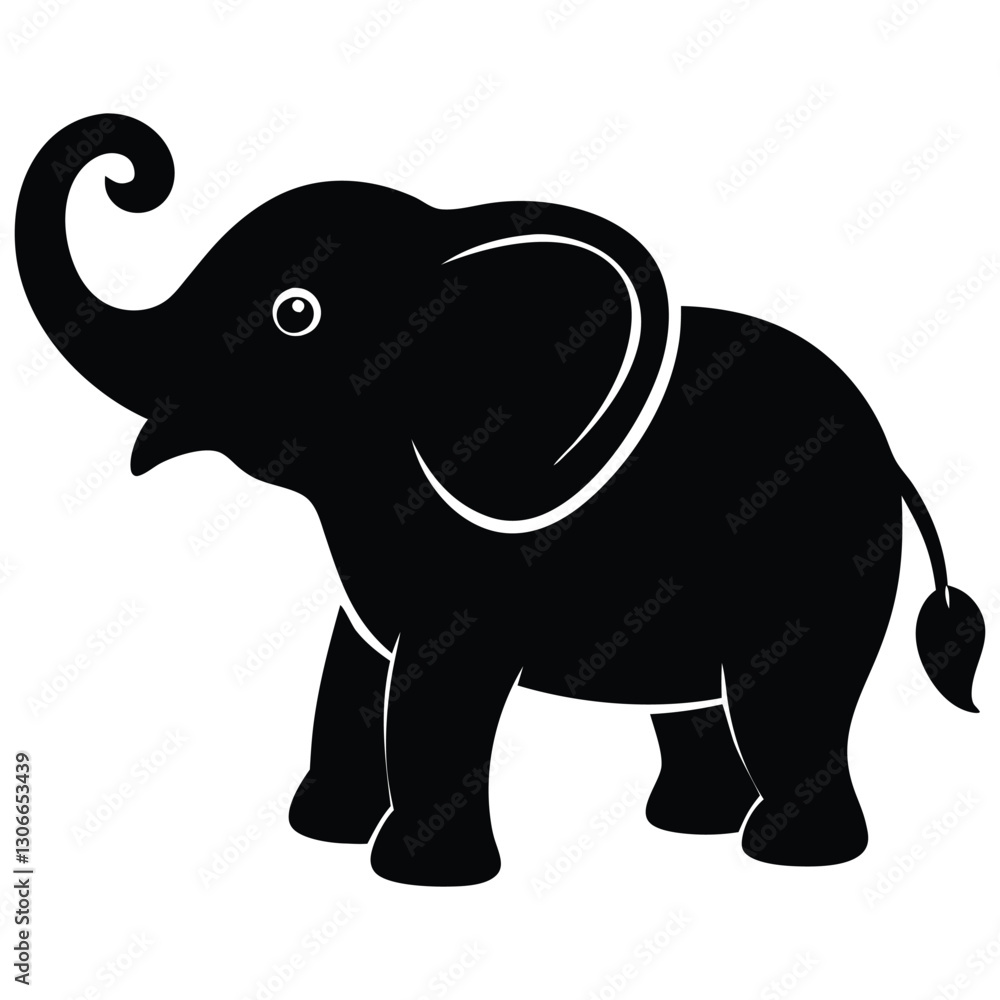 Fototapeta premium Cute Baby Elephant Silhouette - Wildlife Graphic Design