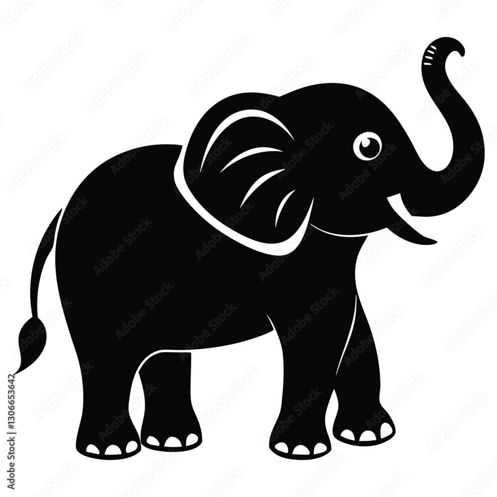Fototapeta premium Cute Baby Elephant Silhouette - Wildlife Graphic Design