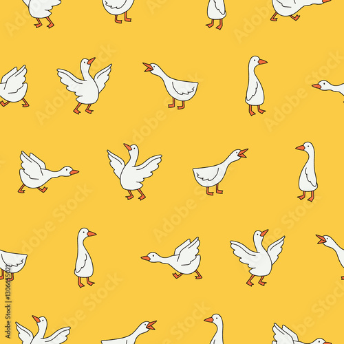 Vector Goose Seamless Pattern Background for Print Fabric Surface Fashion Wrapping