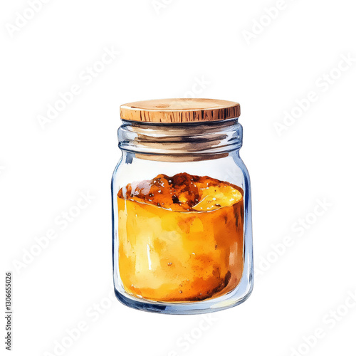 Glass Jar Filled with Golden Honey Preserve
