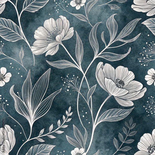 Seamless Floral Pattern Design Digital Art Nature-Inspired Elegant Environment