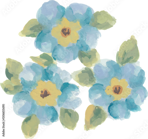 Forget me not blue flower hand drawn watercolor