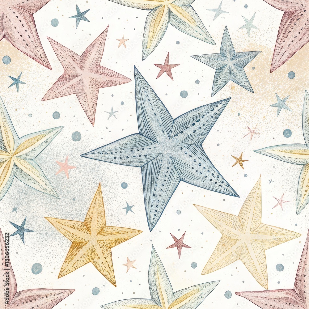 Obraz premium Seamless Starry Patterns Creative Digital Illustrations for Aesthetic Spaces