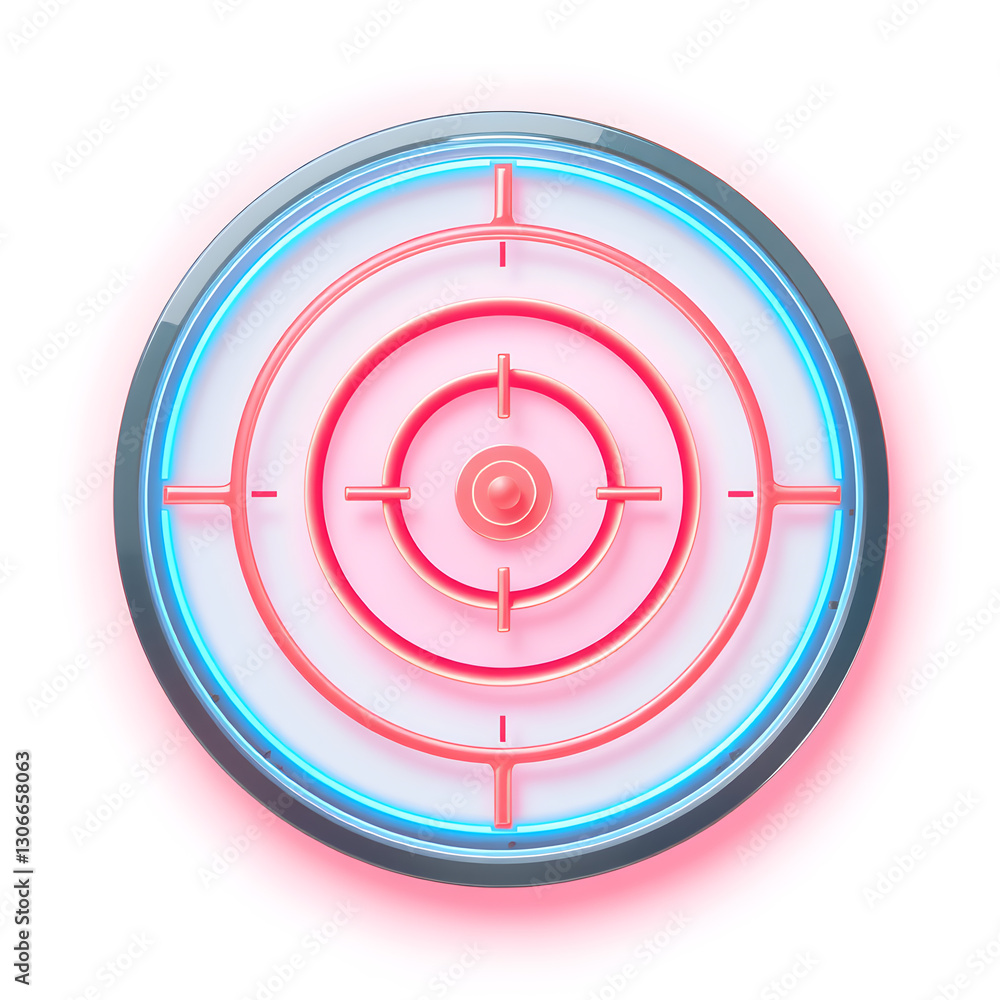Shooting range holographic 3D icon. neon symbol vector illustration isolated on white background. Generative AI Shooting range holographic 3D icon. neon symbol vector illustration isolated on white background. Generative AI
