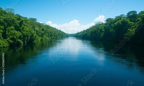 Wallpaper Mural River Through Lush Tropical Rainforest Torontodigital.ca