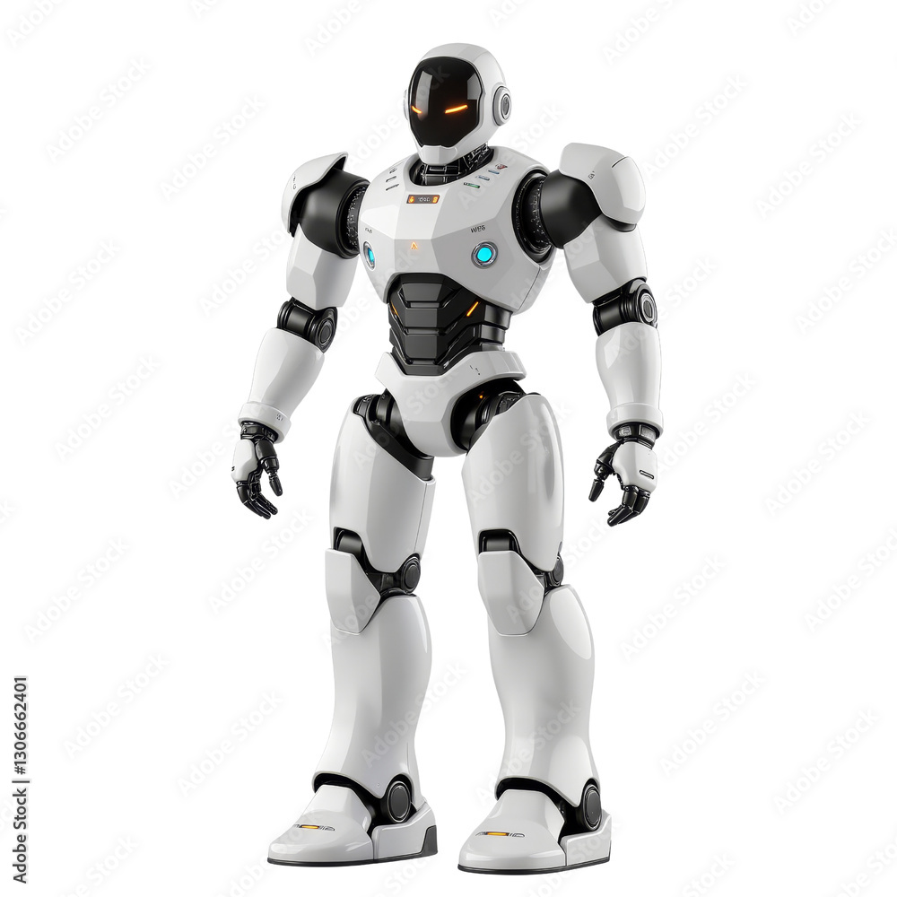 Humanoid Robot Showcasing Modern Design with Blue Accents Humanoid Robot Showcasing Modern Design with Blue Accents