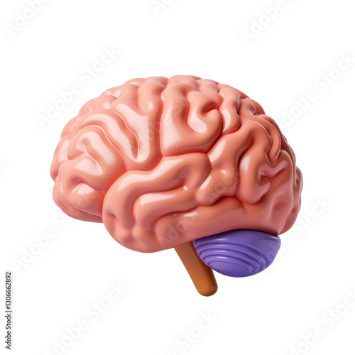 Human Brain Model Showcasing Deep Gyri and Sulci in Three-Quarter View