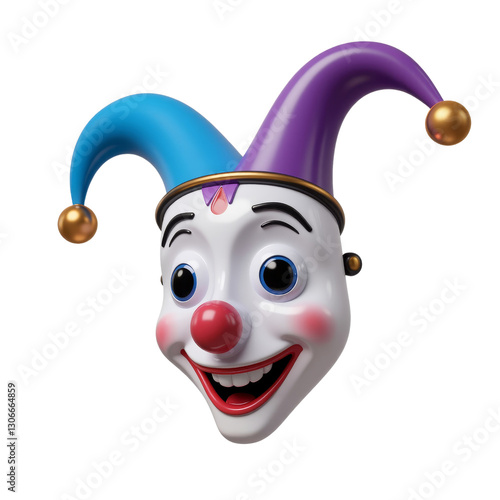 Joyful Jester Face with Multi-Colored Hat and Grin