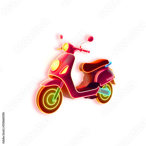 Scooter holographic 3D icon. neon symbol vector illustration isolated on white background. Generative AI photo