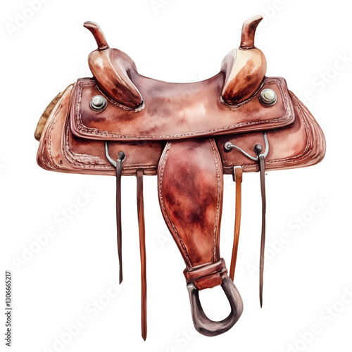 Leather Western Saddle Showcasing Ornate Stitching and Metal Accents