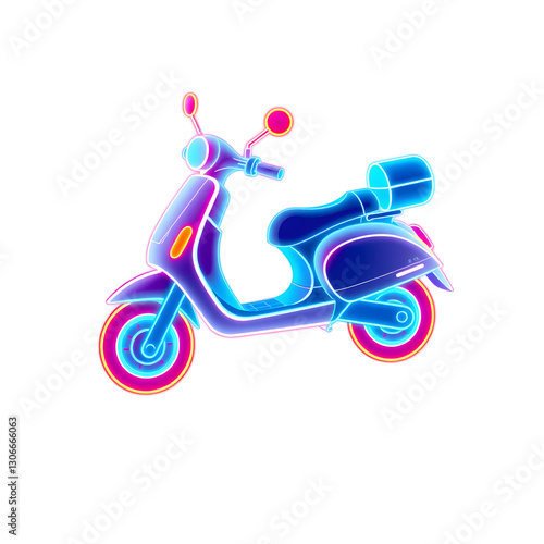 Scooter holographic 3D icon. neon symbol vector illustration isolated on white background. Generative AI photo