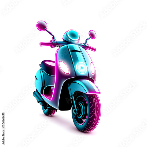 Scooter holographic 3D icon. neon symbol vector illustration isolated on white background. Generative AI photo