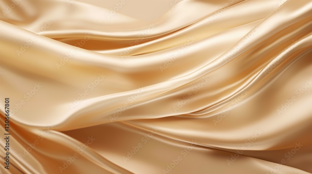Obraz premium Smooth and Elegant Beige Silk Fabric Draped Gracefully Capturing Light in High Definition Background for Artistic Use Flowing twisted golden cloth background