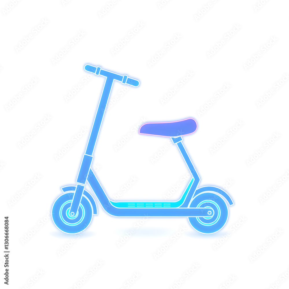 Scooter holographic 3D icon. neon symbol vector illustration isolated on white background. Generative AI Scooter holographic 3D icon. neon symbol vector illustration isolated on white background. Generative AI