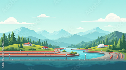 Natural Gas Pipeline Network Delivering Energy Resources Seamlessly Underground Infrastructure for Efficient Distribution of Clean Fuel Modern Transportation Vector Graphic