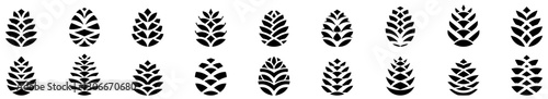 Pine cone icon. Set of black pine cone icons. Pine cone symbol. Vector illustration
