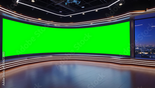 News Studio, Backdrop For TV Shows .TV On Wall.3D Virtual News Studio Background, 3d illustration