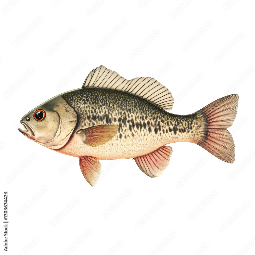 Olive-Green Bass Fish with Pinkish Fins Swimming Gracefully Olive-Green Bass Fish with Pinkish Fins Swimming Gracefully