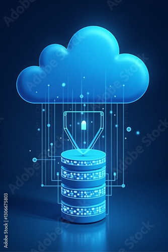 Secure Cloud Computing Network Data Protection Cybersecurity Solutions Abstract Vector Graphic Digital Surveillance and Privacy Shield Technology for Business Online Safety