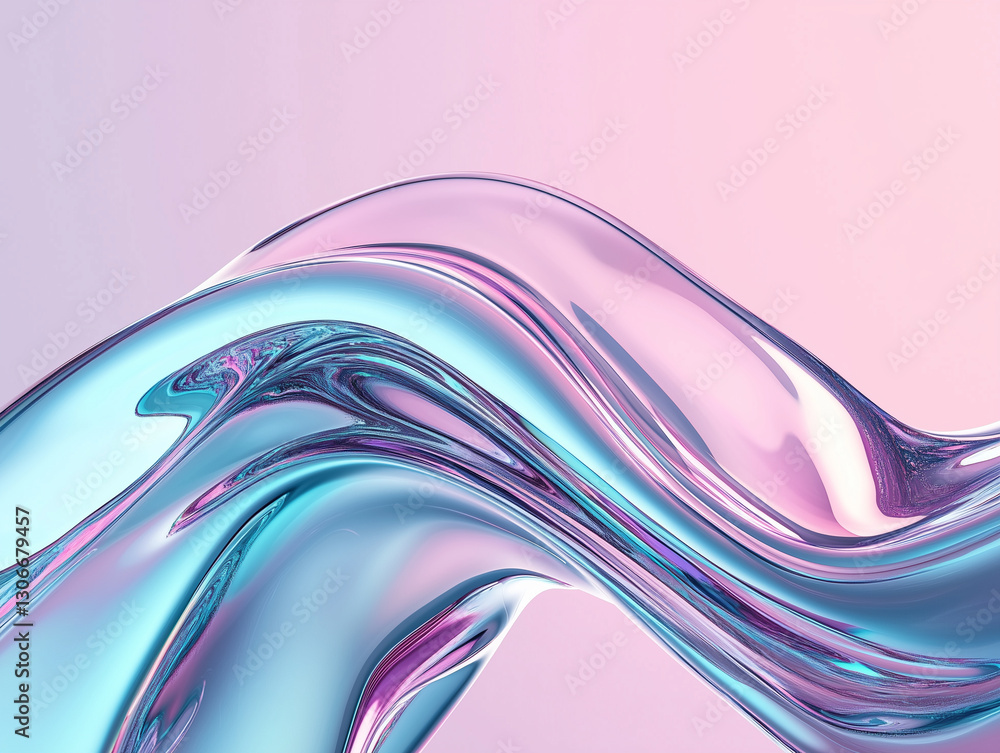 Fototapeta premium Modern Iridescent Glass Flow in Soft Pastel Colors