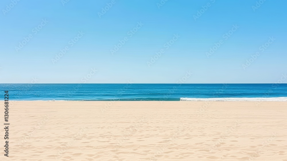 Fototapeta premium Tranquil beach with clear blue sky and ocean