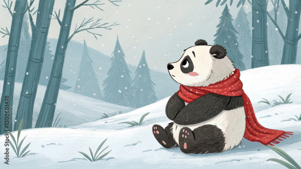 4K Panda in the snow 4K Panda in the snow