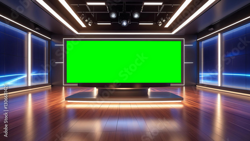 News Studio, Backdrop For TV Shows .TV On Wall.3D Virtual News Studio Background, 3d illustration