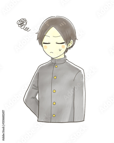 不機嫌そうな男子学生