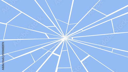 Blue white damaged broken glass screen vector. Cracked glass graphics.