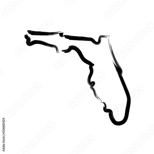 Florida hand painted map. Simple US state outline sketch map. Doodle style map isolated on white for business designs.
