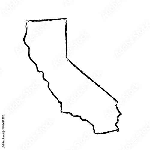 California map outline concept sketch. Isolated vector graphics hand drawn map of US state.