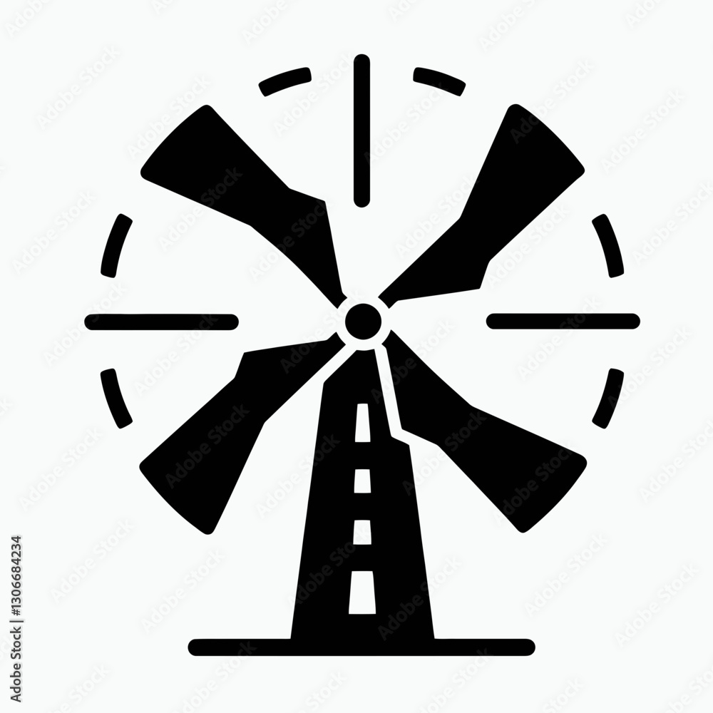 very simple flat and minimalist Windmill Blade in black on a white background very simple flat and minimalist Windmill Blade in black on a white background