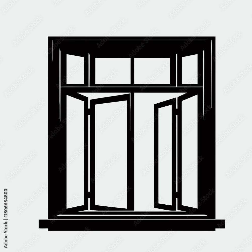 very simple flat and minimalist Window Frame in black on a white background very simple flat and minimalist Window Frame in black on a white background