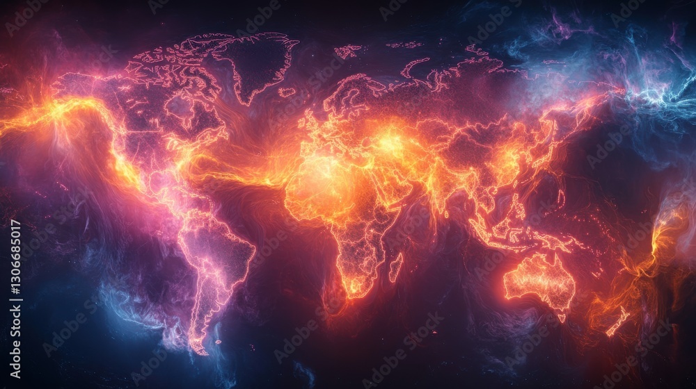 a vibrant visualization of global network connections spanning continents on a world map highlights communication technology and connectivity in a digital age a vibrant visualization of global network connections spanning continents on a world map highlights communication technology and connectivity in a digital age