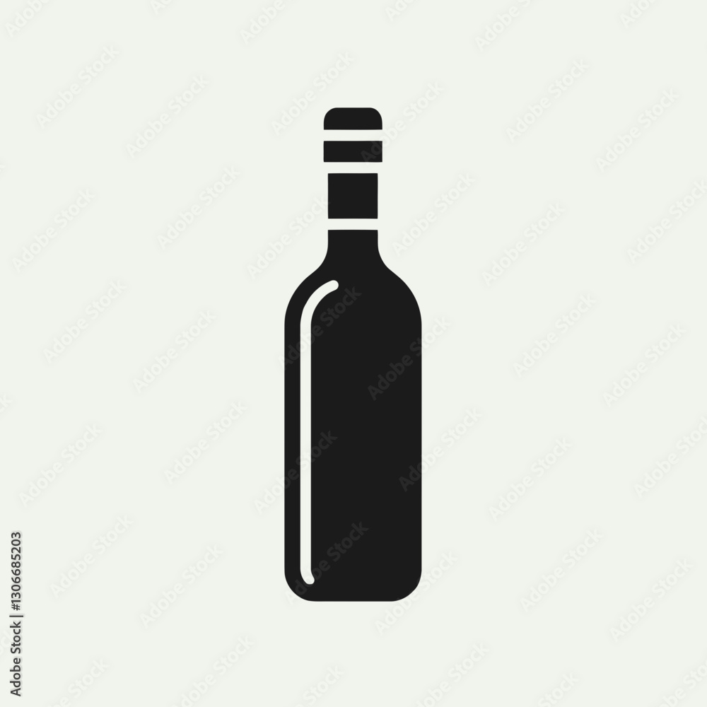 very simple flat and minimalist Wine Bottle in black on a white background very simple flat and minimalist Wine Bottle in black on a white background