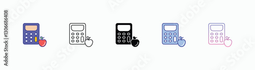 Calculator icons set in different style vector stock 