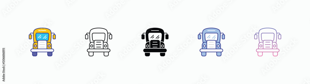 School Bus icons set in different style vector stock School Bus icons set in different style vector stock