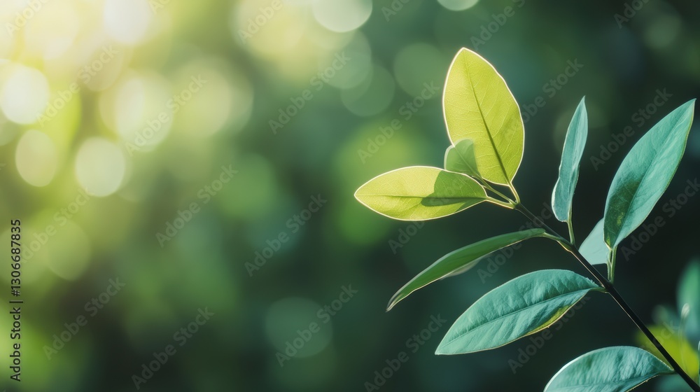 Sunlight Illuminates Lush Green Foliage With Soft Background Bokeh Sunlight Illuminates Lush Green Foliage With Soft Background Bokeh