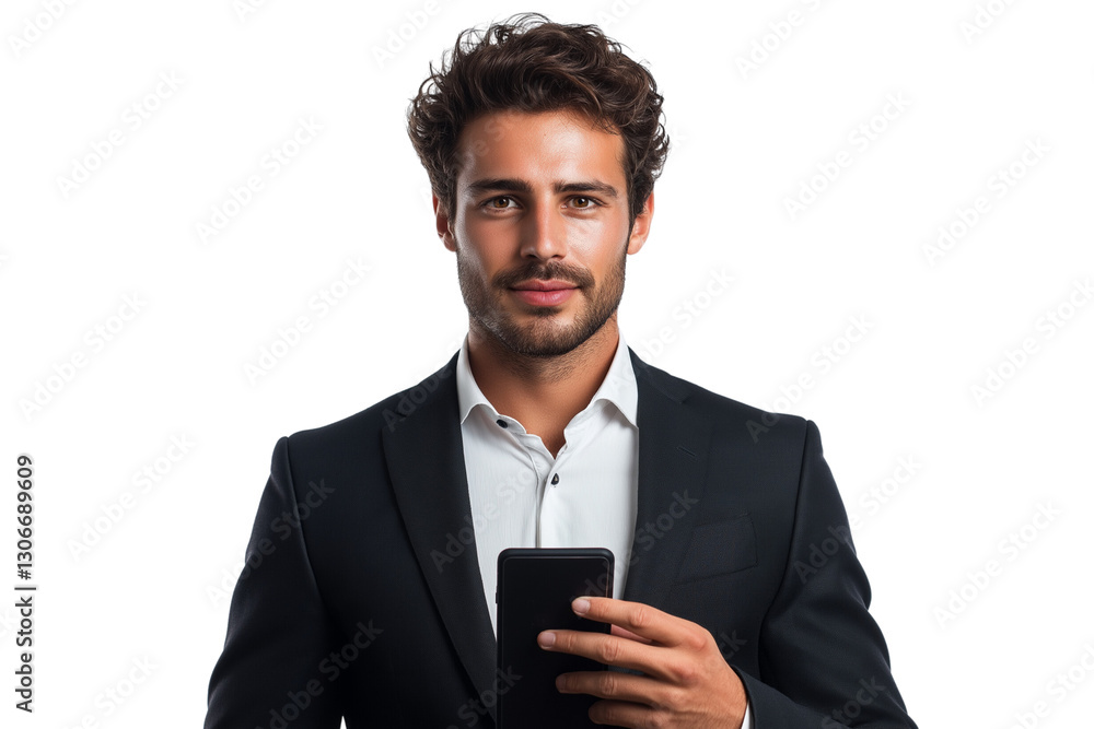 Business man in formal suit using mobile phone isolated on white background. Business man in formal suit using mobile phone isolated on white background.